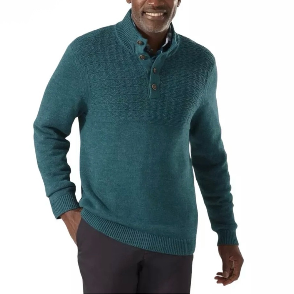 Tommy Bahama Blue Crewneck Sweater Textured Knit - Picture 3 of 3